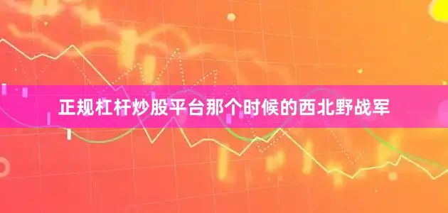正规杠杆炒股平台那个时候的西北野战军